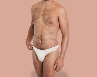 Men’s Low Rise Beige Underwear - Minimalist Brazilian Style Swimwear & Underwear, Summer Essentials, Breathable Comfort Fit