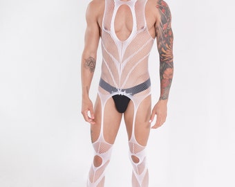 White Hollow Fishnet Bodysuit