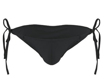 Bikini Men Low Rise Swimwear, Men's Tie Side Black Bikini