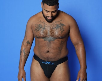 Black Men’s Performance Athletic Jockstrap - Breathable Cotton Spandex Supporter, Classic Open-Back Briefs, Men’s Festival & Gym Underwear