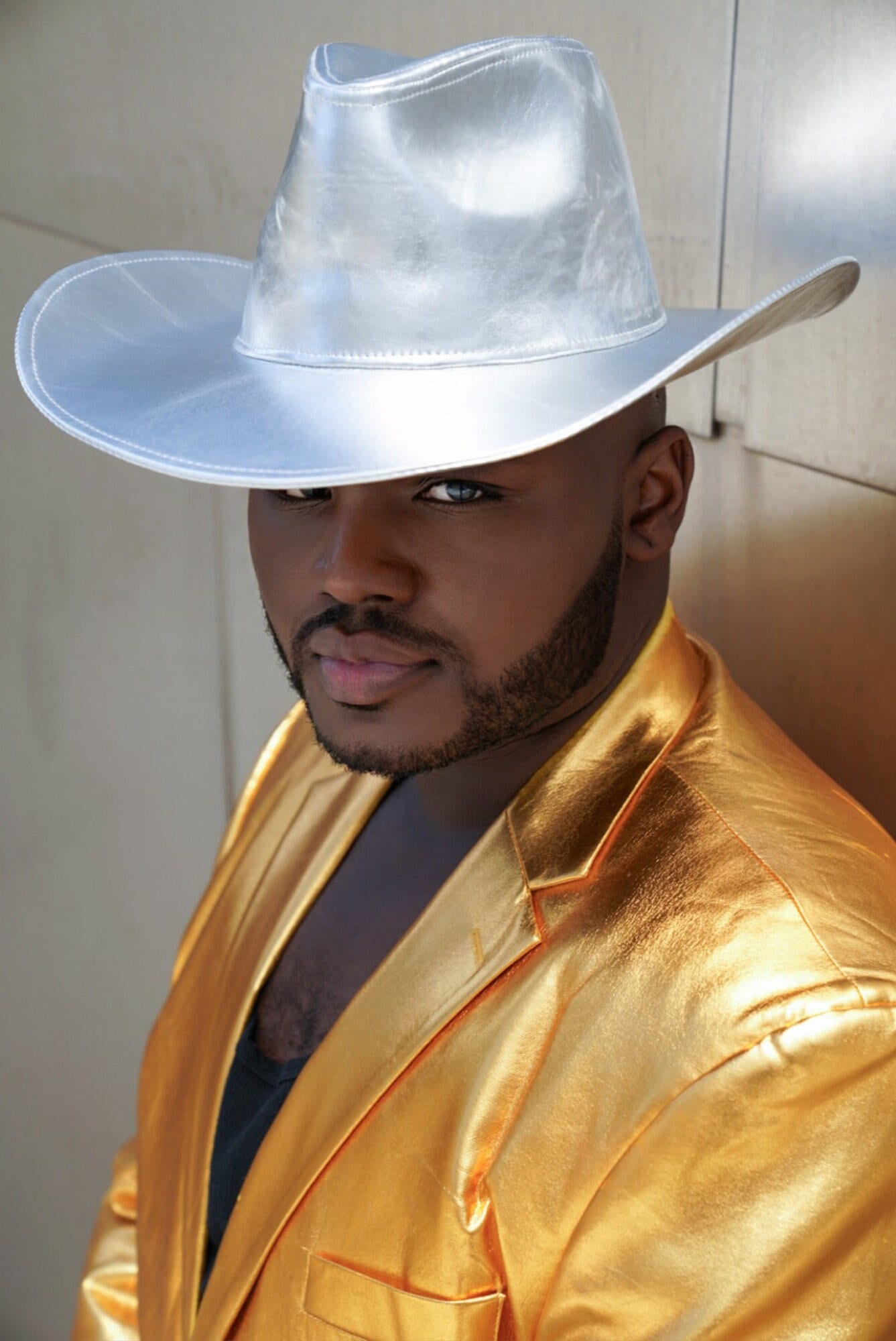 Metallic Silver Wide Brim Cowboy Hat, Space Cowboy hat, Large brim, cowboy, cowgirl hat, fedora, exclusive visor