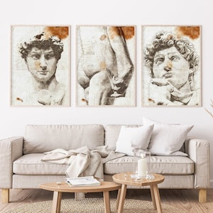 David de Miguel Ángel, Boceto de David, Impresión renacentista, Renacimiento italiano, Cultura europea, Decoración del hogar, Arte mural imprimible