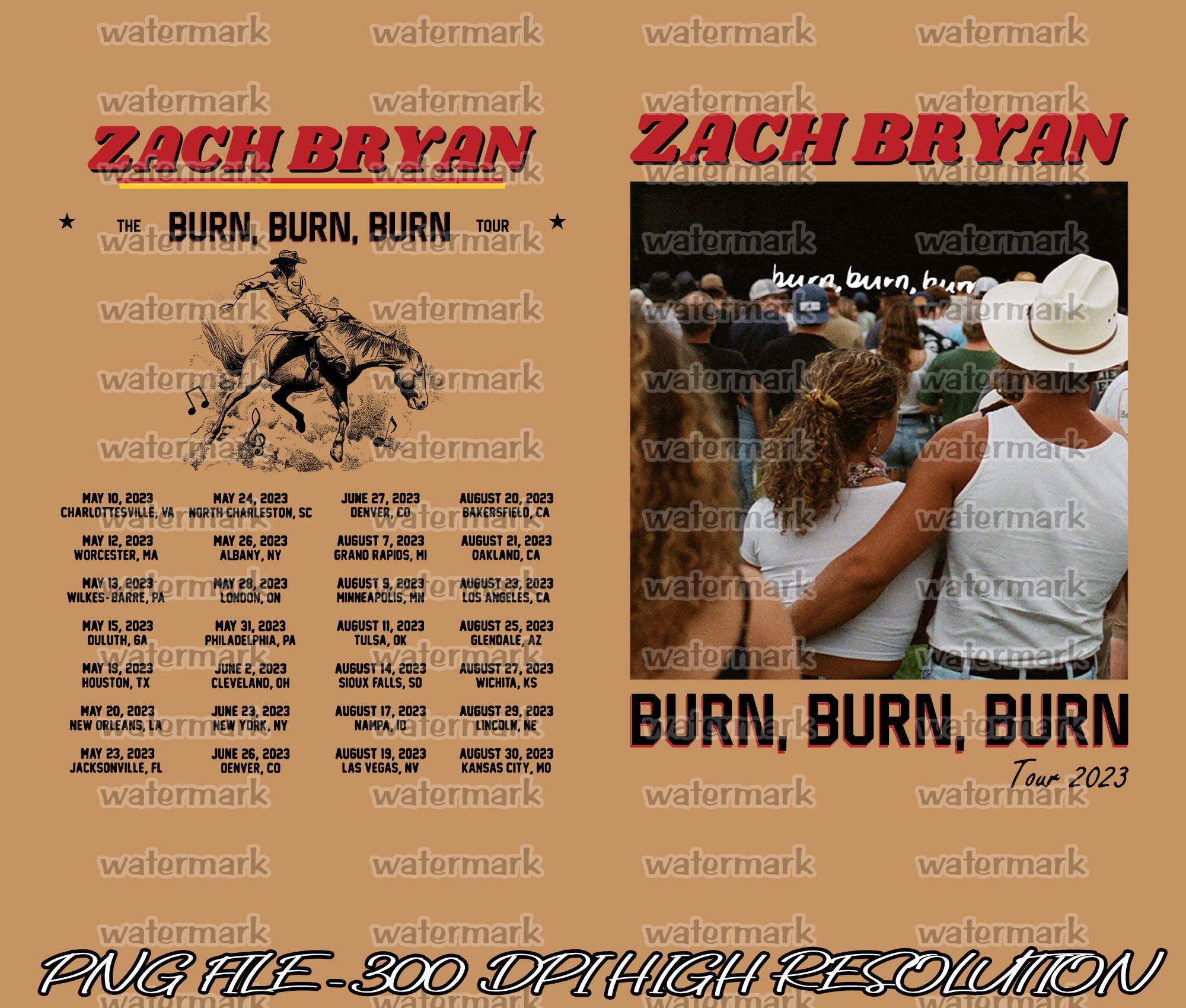 The Burn Burn Burn Tour 2023 Png Zach Bryan Concert Png Etsy
