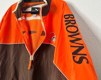 Vintage Puma Cleveland Browns NFL Quarter Zip Pullover Jacket Men's 2XL