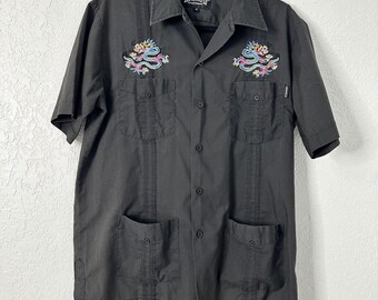 Vintage Dragonfly Clothing Embroidered Dragon Shirt Y2K Camp Bowling Size M