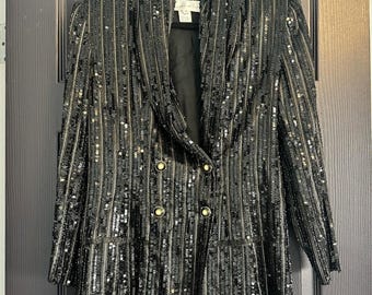 Vintage Lillie Rubin Blazer Jacket Black Gold Size 8 Taylor Swift The Man Dupe