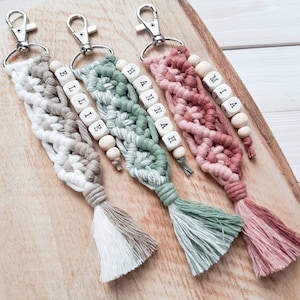 Benutzerdefinierte Farben Makramee Schlüsselbund | Brautjungfer Geschenke | Boho Hochzeit Gastgeschenke | Makramee Accessoires | Taschenanhänger | Farbkombination