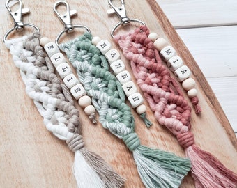 Benutzerdefinierte Farben Makramee Schlüsselbund | Brautjungfer Geschenke | Boho Hochzeit Gastgeschenke | Makramee Accessoires | Taschenanhänger | Farbkombination