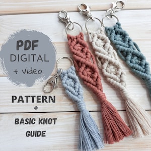 Easy Macramé Keychain Tutorial for Beginners, Step-by-Step PDF Pattern, Macrame Instructions, DIY Keychain, Craft Tutorial