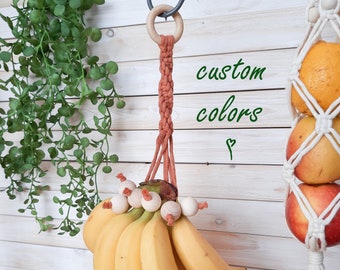 Banana Hanger Boho Kitchen Decor Macrame Storage Fruit Keeper Over 30 Colors of Recycled Cotton Cord Natural Materials Eco Friendly
