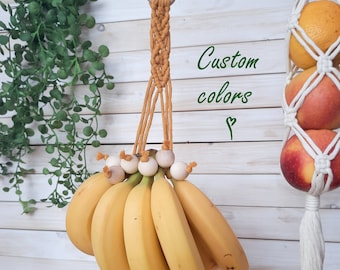 Banana Hanger Macrame Storage Fruit Keeper New Home Gift Over 30 Colors of Recycled Cotton Cord Natural Materials Eco Friendly