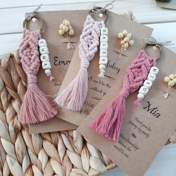 Personalized Bridesmaid Proposals, Keychain Macrame, Custom Name and Colors, Party Favors, Will You Be My, Bridal Shower
