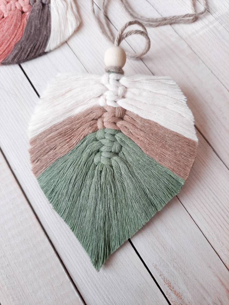 Car Mirror Decor Personalized Gifts Macrame Feathers Hanging Etsy