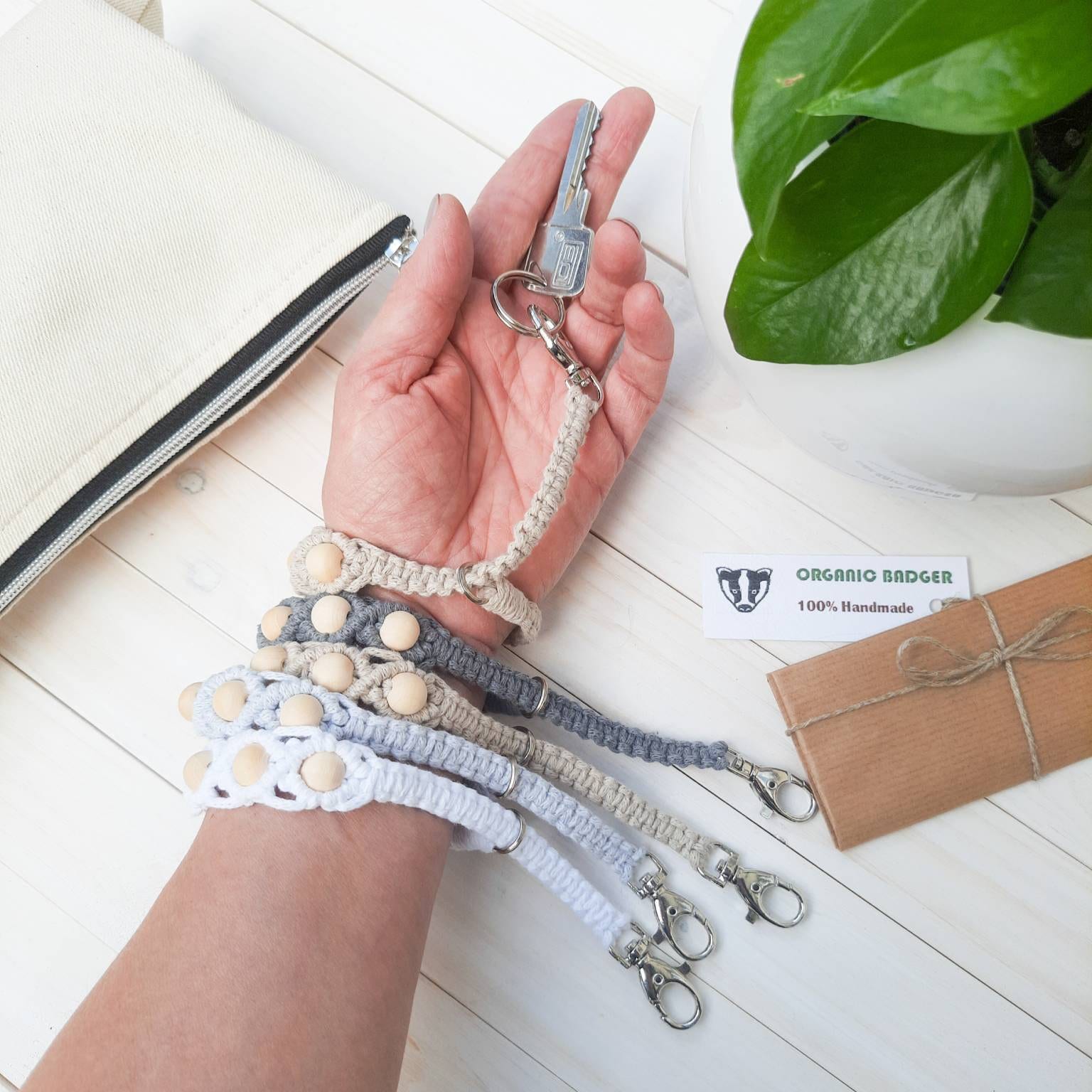 Keychain Bracelet Key Fob Wristlet Strap Macrame Keychain Etsy