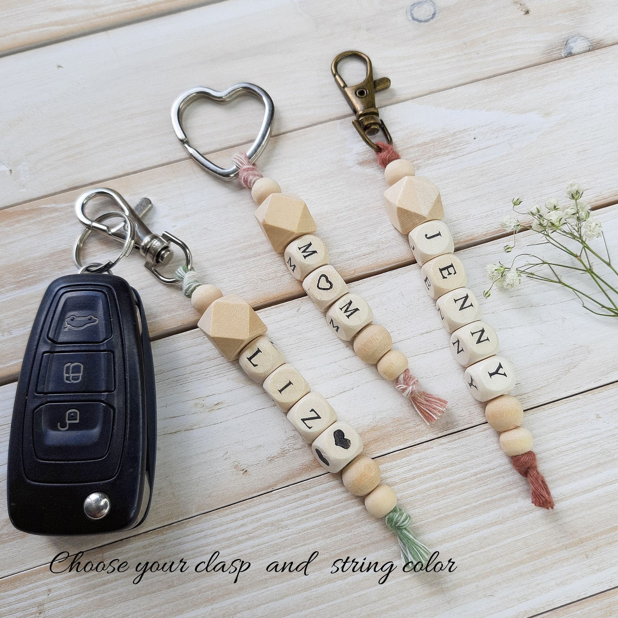 Porte-clé Personnalisable Pour Enfant – Perles Colorées En Bois, Cadeau Rentrée Scolaire, 1ère Classe Fille