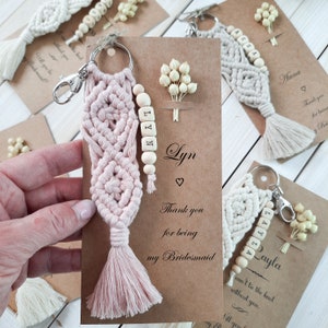 Porte-clé personnalisé | Enterrement de vie de jeune fille | carte-cadeau de demoiselle d'honneur | Cadeaux noués | Porte-clés de mariage | Cadeau demoiselle d'honneur