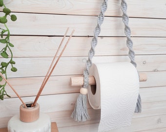 Light Grey Toilet Paper Holder Bathroom Accessories Toilet Roll Storage New Homeowner Gift Guest Bathroom Decor Recycled Cotton Cord