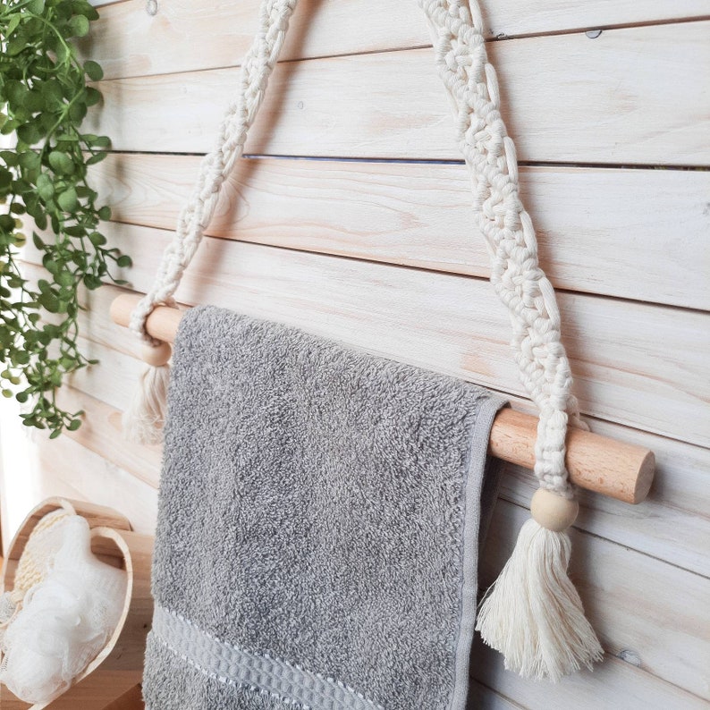 Hand Towel Holder Boho Bathroom Decor New Home Gift Macrame - Etsy