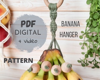 Banana Hanger PDF Pattern, Macrame Beginner Tutorial, DIY Gifts, Kitchen Storage, Macrame Instructions, PDF Download