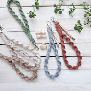 Macrame Keychain Wristlet Custom Key Chains Bridesmaid Gifts Hands Free Keychain Wrist Band 30 Colors Of Recycled Cotton Cord