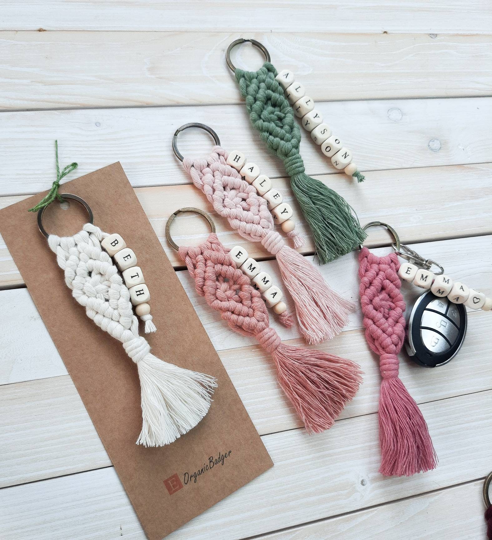 Sither Boho Macramé Keychain For Women — Handmade Bracelet-Style Key Holder, Beige & Large | Perfect Gift For Mom, Wife, Girlfriend - View #4