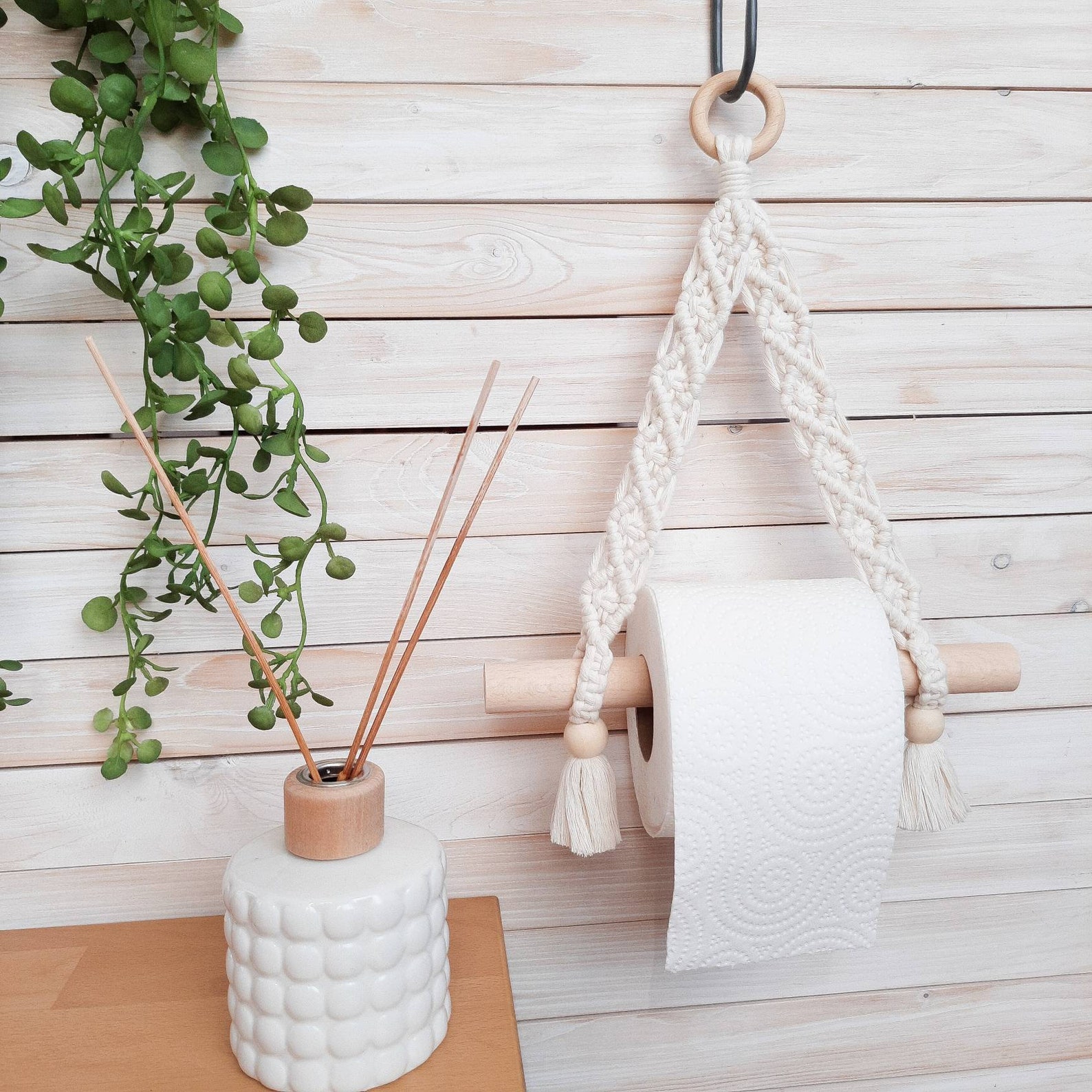 Natural Toilet Paper Holder Macrame Wall Hanging Bathroom Etsy