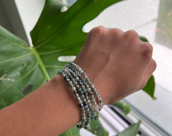 4mm Moss Agate Bracelet | Heart Chakra