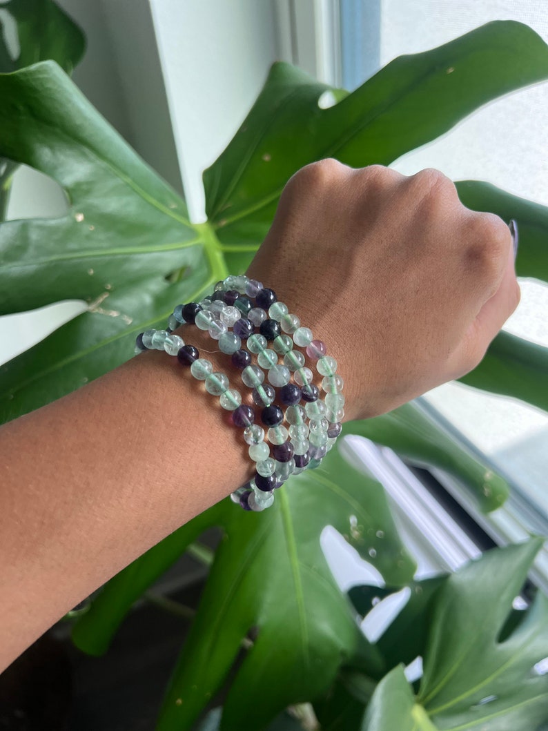 6mm Fluorite Bracelet Heart Chakra Third Eye Etsy