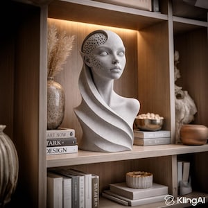 Archivo STL de busto alienígena: escultura de ciencia ficción, decoración futurista impresa en 3D (descarga digital).