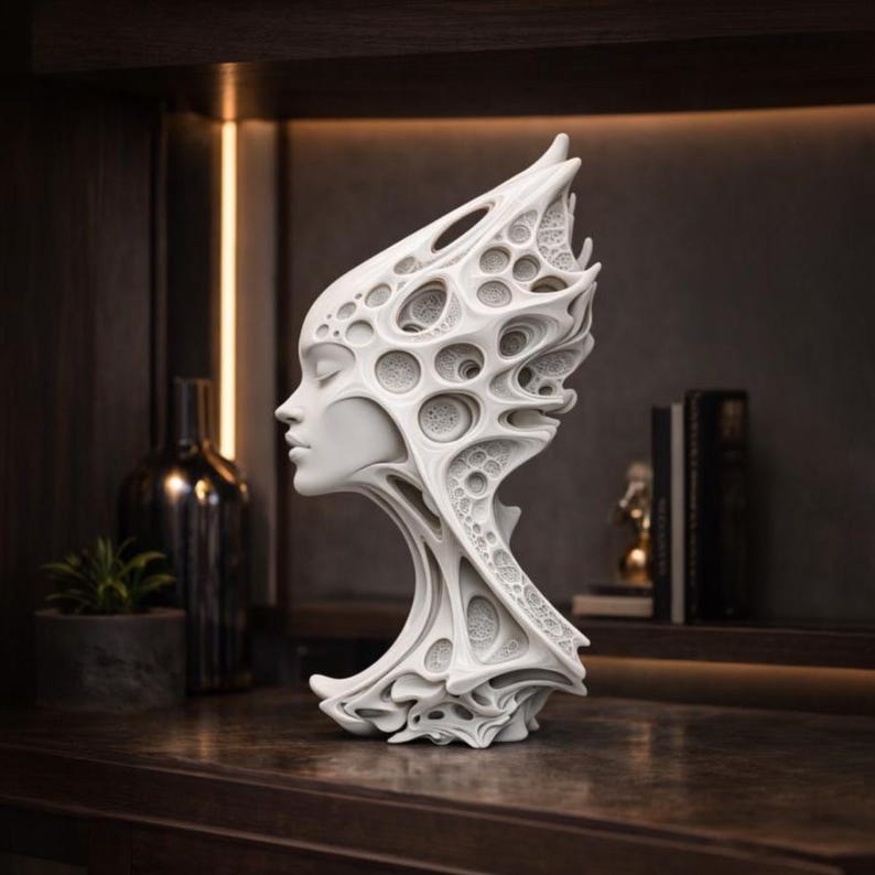 Futuristic Alien Female Bust STL – Organic Parametric Sculpture (3D ...