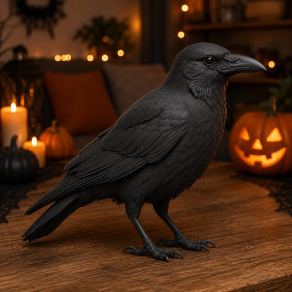Realistische Raben-STL-Datei, detaillierte gotische Krähenfigur, Halloween-3D-Druckdatei