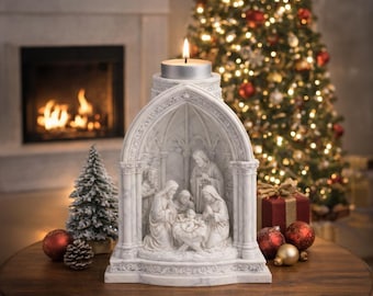 Nativity Scene Tealight Candle Holder STL, Gothic Christmas Decor, Religious Home Ornament