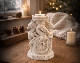 Dragon Tealight Candle Holder STL Fantasy Home Decor 3D Print File Download