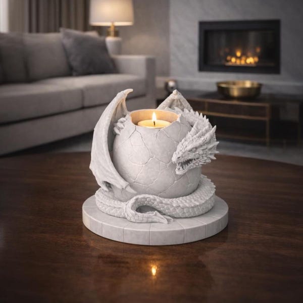 Dragon Egg Tea Light Holder STL, 3D Print Files, Fantasy Decor