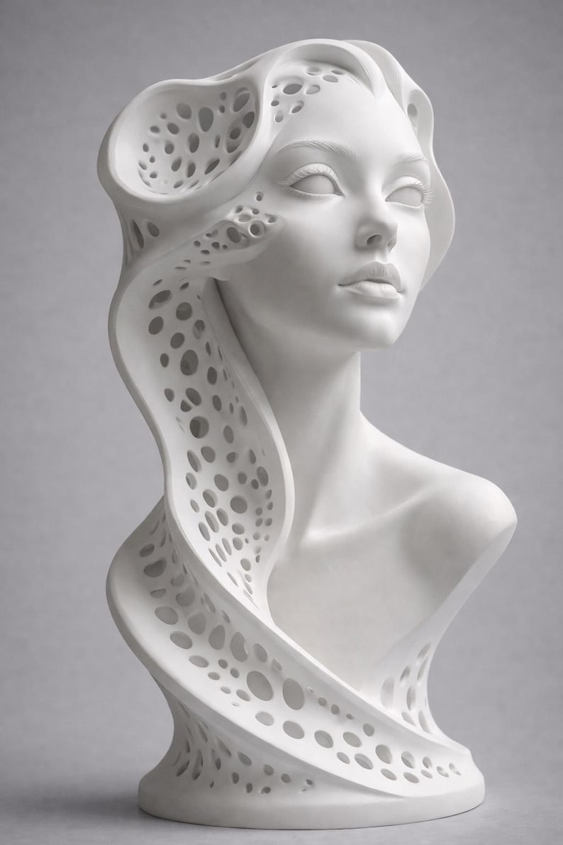 Parametric Female Bust STL, Futuristic Abstract Sculpture 3D Print File ...
