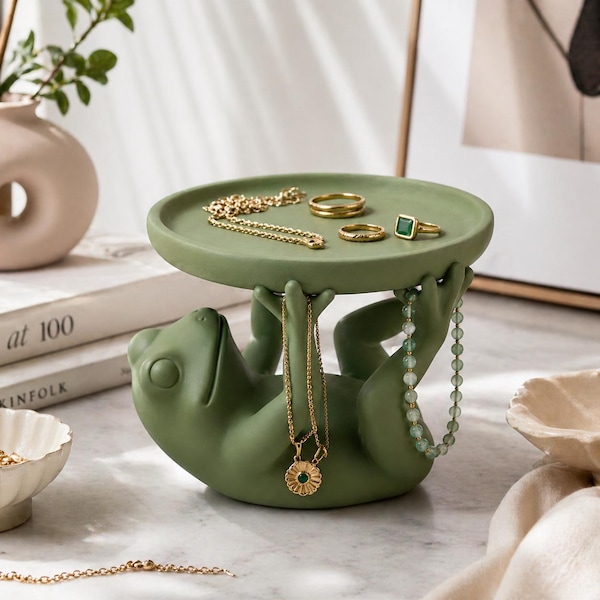 Frog Jewelry Holder STL, Cute Frog Ring Dish STL, 3D Print Files, STL Files for 3D Printing, 3D Printed Vanity Organizer, Frog Decor Tray