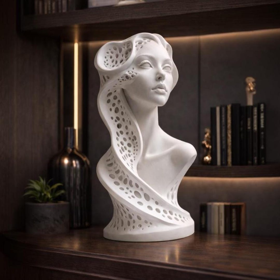 Parametric Female Bust STL, Futuristic Abstract Sculpture 3D Print File ...