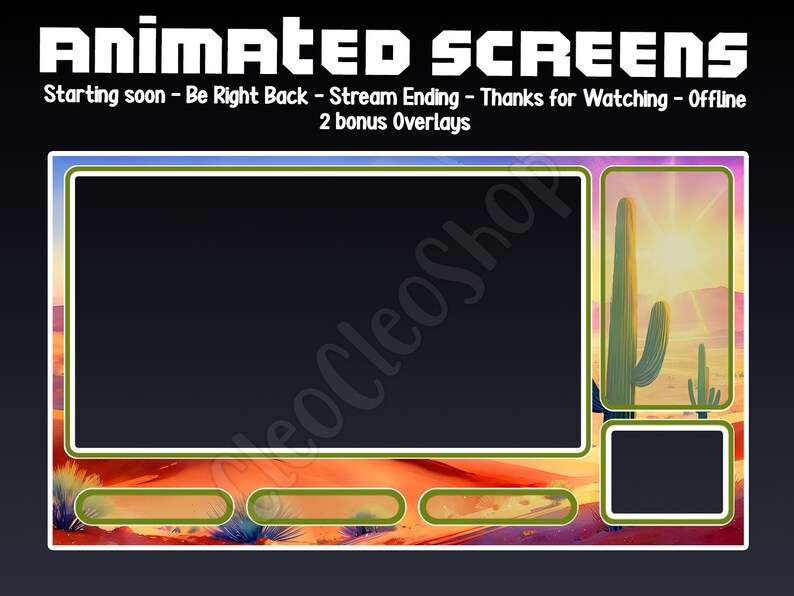 Cute Fennec Animated Desert Twitch Stream 5 Screens and 2 Overlays ...