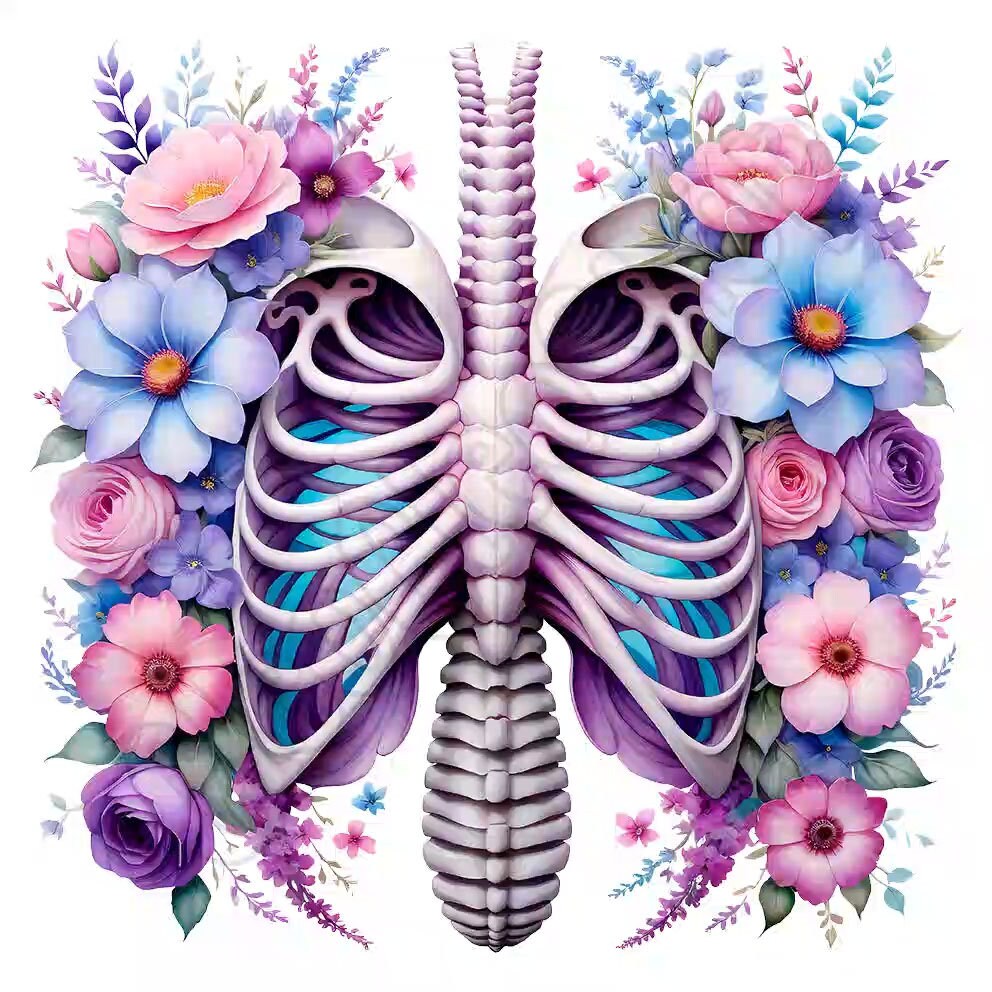 Cute Watercolor Floral Rib Cage Clipart Bundle, 14 High-quality Pngs ...