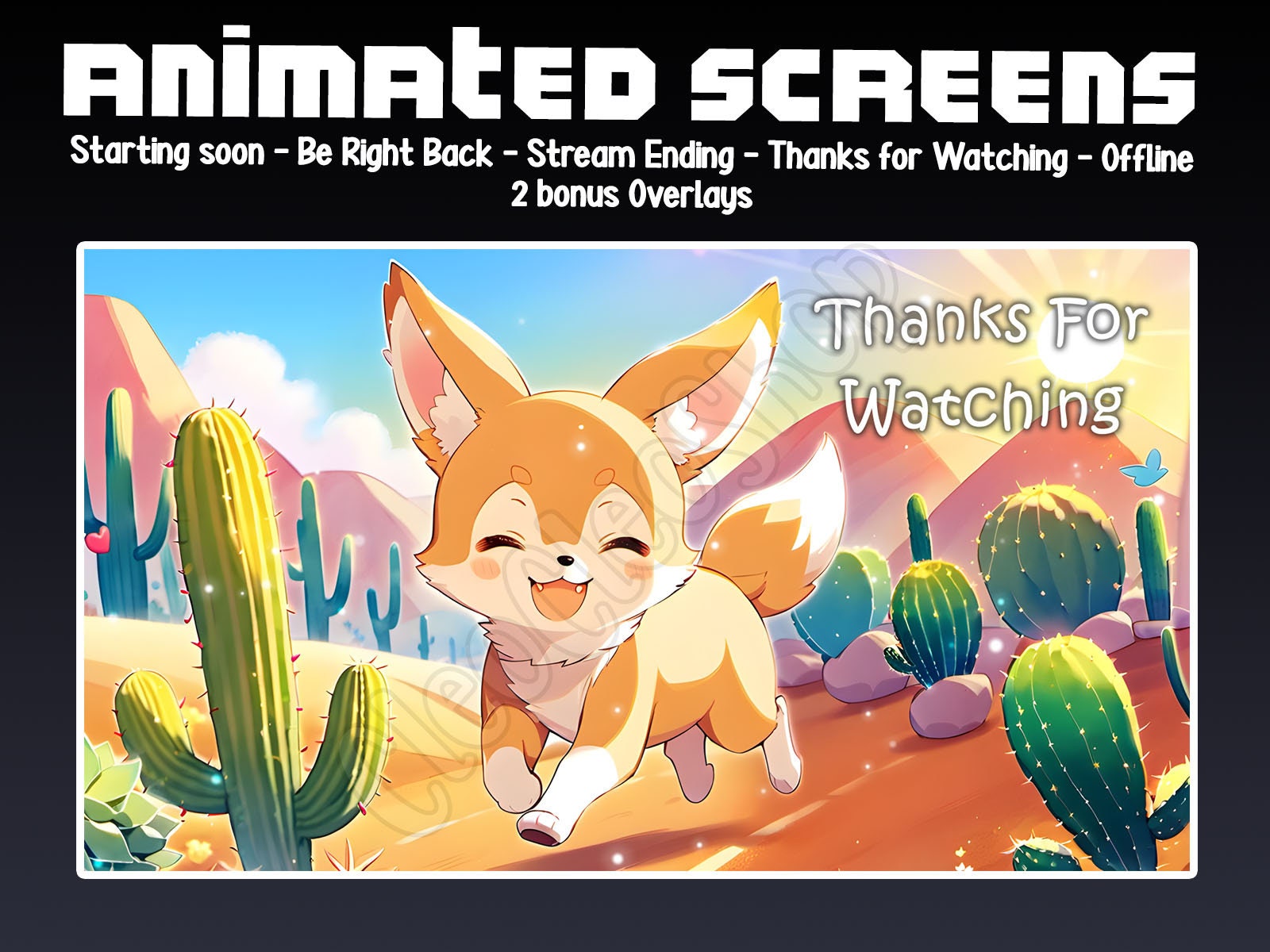Cute Fennec Animated Desert Twitch Stream 5 Screens and 2 Overlays ...