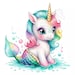 Watercolor Cute Mermaid Unicorn Clipart Bundle, 10 High-quality Pngs ...