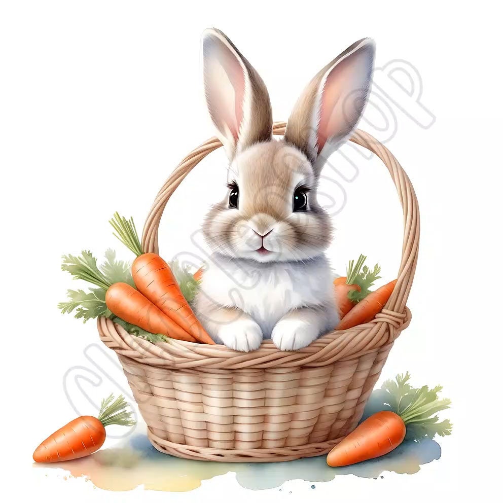 Watercolor Cute Bunny - Cute Rabbit Clipart Bundle, 18 High-quality ...