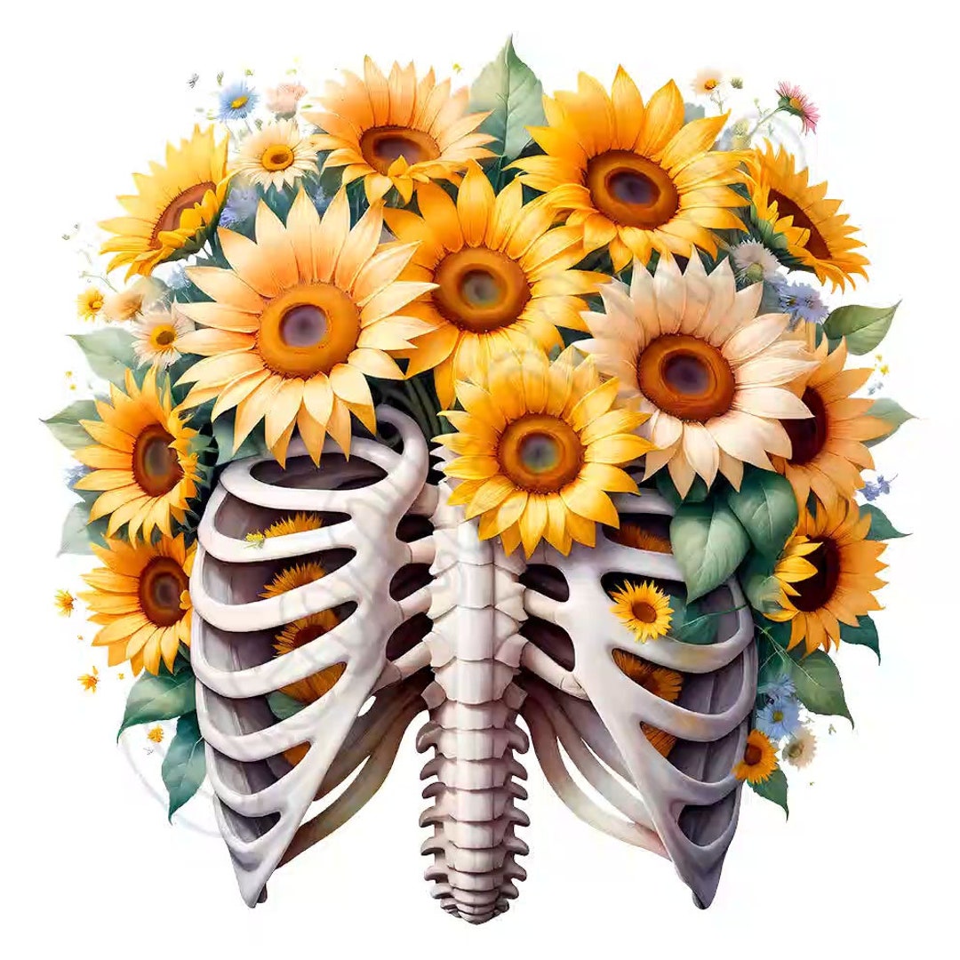 Cute Watercolor Floral Rib Cage Clipart Bundle, 14 High-quality Pngs ...
