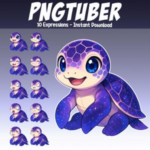 Cute Cosmic Turtle Pet PNGtuber - Animated vTuber Stream 10 expressions - Giftuber Reactive Pet  Animal Avatar vTuber for Twitch Streamers