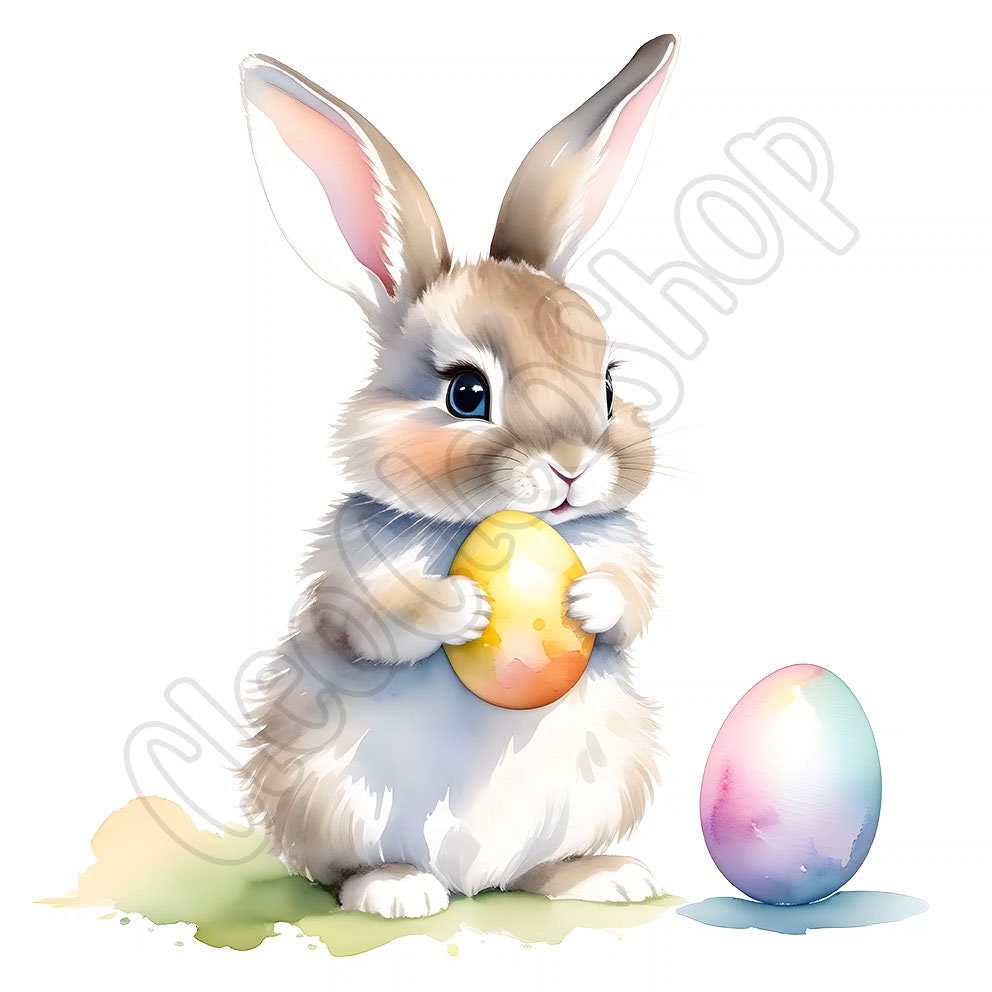 Watercolor Cute Bunny - Cute Rabbit Clipart Bundle, 18 High-quality ...