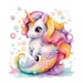Watercolor Cute Mermaid Unicorn Clipart Bundle, 10 High-quality Pngs ...