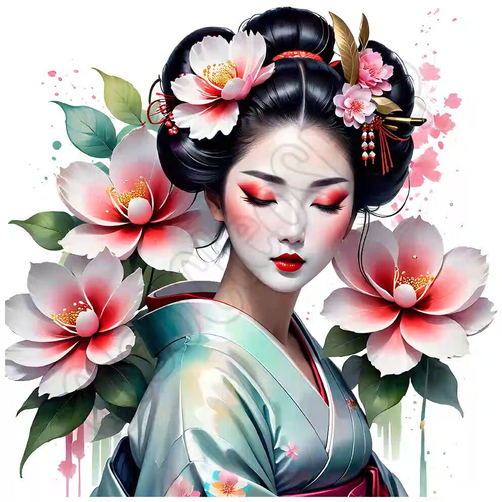 Watercolor Beautiful Elegant Geisha - Clipart Bundle, 16 High-quality ...