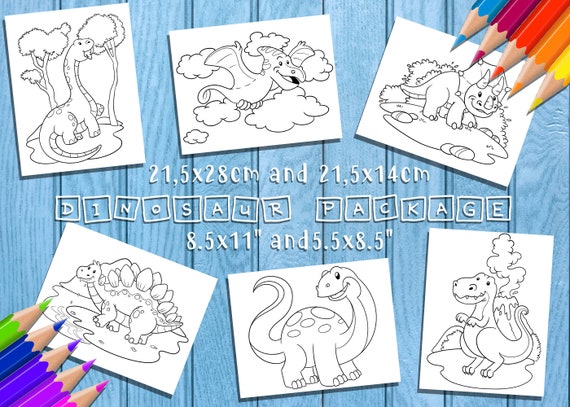 PRINTABLE Cute Dinosaur Coloring Pages Kids Party Games