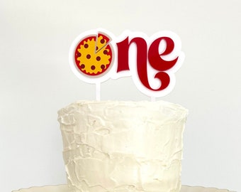 One Pizza First Birthday Cake Topper, Slice of Fun to Be One 1st Birthday Cake Decoration, Homeslice is One Dessert Cake Party Supplies