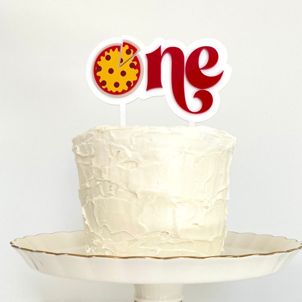 One Pizza First Birthday Cake Topper, Slice of Fun to Be One 1st Birthday Cake Decoration, Homeslice is One Dessert Cake Party Supplies